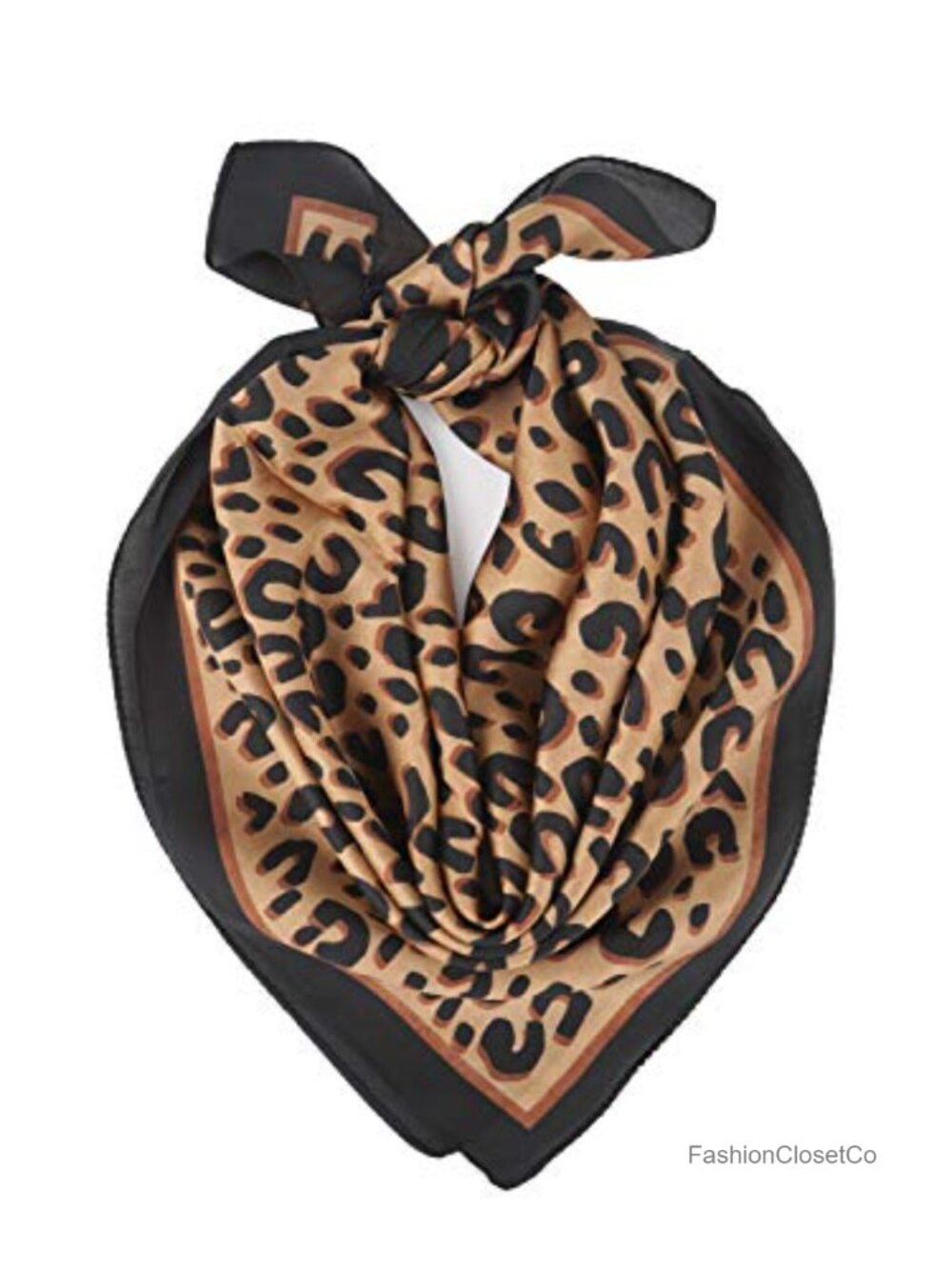 27x27 Satin Fashion Scarf for Women - Leopard Print Multi-Use Hair & Neck Scarf